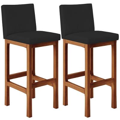 Kit 02 Banquetas Altas Cozinha Alya L02 Facto Preto
