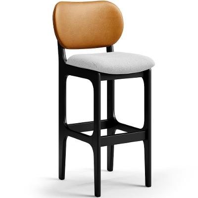 Banqueta Alta Bar Cozinha Betta L02 Preto Whisky Cinza