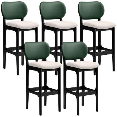 Kit 5 Banquetas Alta Preto Facto Verde Linho Cru