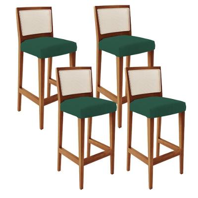 Kit 04 Banquetas Alta Cozinha Zion L02 Suede Verde Musgo