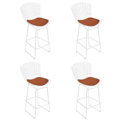 Kit 4 Banquetas Bistrô Bertoia Branca D80 Com Assento Cobre Cor Branco