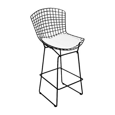Banqueta Bertoia Preta D60 Assento Branco Cor Branco