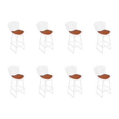 Kit 8 Banquetas Bistrô Bertoia Branca D80 Com Assento Cobre Cor Branco