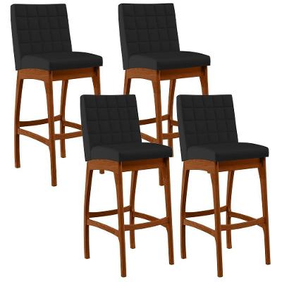 Kit 04 Banquetas Altas Mila Facto Preto Fosco