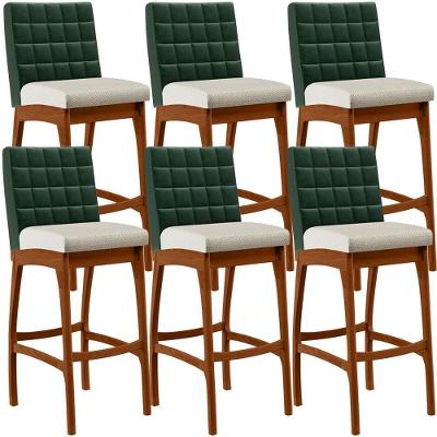Kit 06 Banquetas Altas B04 Verde Musgo Champagne