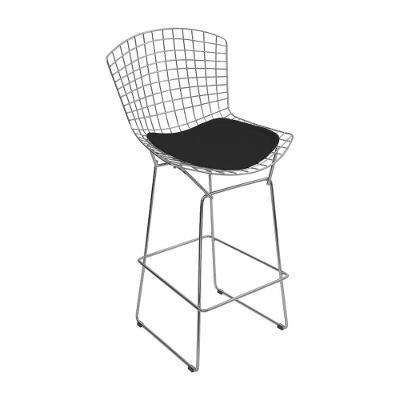 Banqueta Bertoia Cromada D70 Assento Sintético Preto Cor Preto