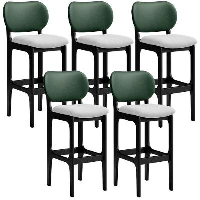 Kit 5 Banquetas Alta Betta Preto Facto Verde Linho Cinza