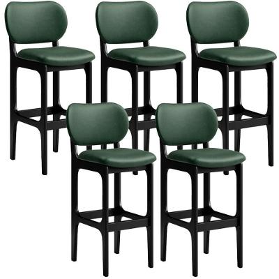 Kit 5 Banquetas Alta Betta Preto Facto Verde Musgo
