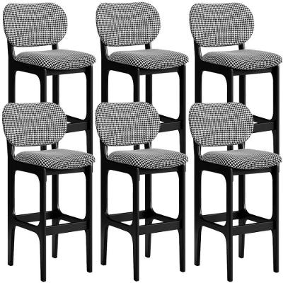 Kit 6 Banquetas Alta Betta Preto Suede Pied Poule