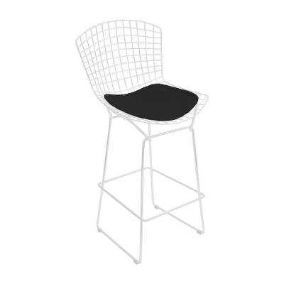 Banqueta Bertoia Branca D70 Assento Preto Cor Preto