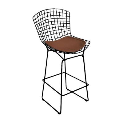 Banqueta Bertoia Preta D60 Assento Marrom Cor Marrom