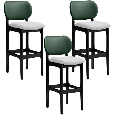 Kit 3 Banquetas Alta Betta Preto Facto Verde Linho Cinza