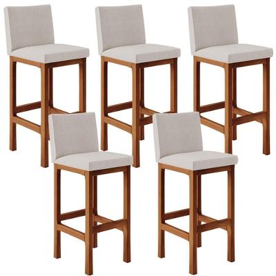 Kit 05 Banquetas Altas Alya Linho Cru