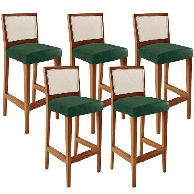 Kit 05 Banquetas Alta Branco Facto Verde Musgo