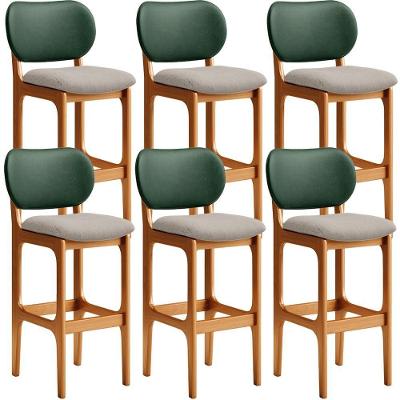Kit 6 Banquetas Alta Cozinha Betta L02 Imbuia Verde Bege