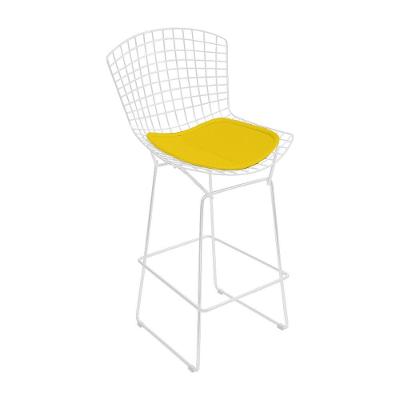 Banqueta Bertoia Branca D70 Assento Amarelo Cor Amarelo