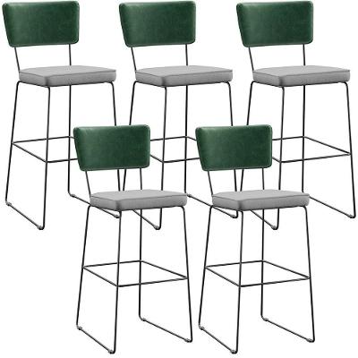 Kit 05 Banquetas Altas Facto Verde Musgo Linho Cinza