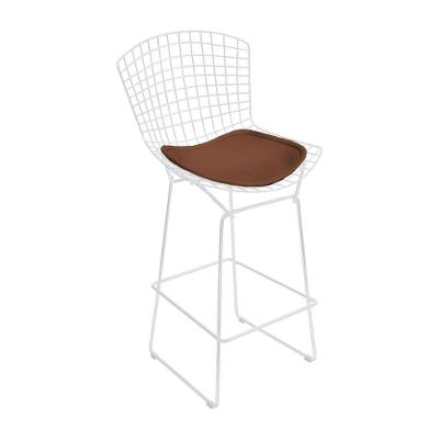 Banqueta Bertoia Branca D70 Assento Marrom Cor Marrom