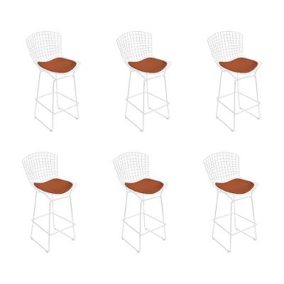 Kit 6 Banquetas Bistrô Bertoia Branca D60 Com Assento Cobre Cor Branco