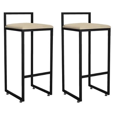 Kit 02 Banquetas Altas Hanna Preto Suede Bege