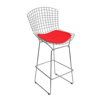 Banqueta Bertoia Cromada D80 Assento Sintético Vermelho Cor Vermelho