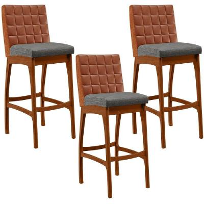 Kit 03 Banquetas Altas B04 Camel Cinza Escuro