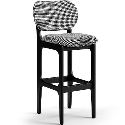 Banqueta Alta Bar Cozinha Betta L02 Preto Suede Pied Poule