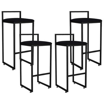 Kit 04 Banquetas Altas Hanna Preto Suede Preto