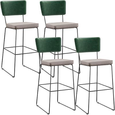 Kit 04 Banquetas Altas Facto Verde Musgo Linho Bege