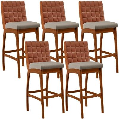 Kit 05 Banquetas Altas Cozinha B04 Camel Bege