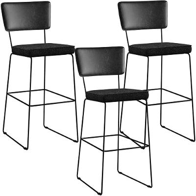 Kit 03 Banquetas Altas Preto Linho Chumbo