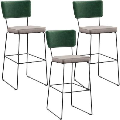 Kit 03 Banquetas Altas Allana L02 Verde Musgo Bege