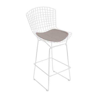 Banqueta Bertoia Branca D70 Assento Bege Cor Bege