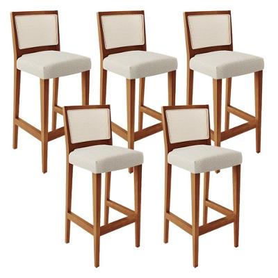 Kit 05 Banquetas Alta Branco Linho Champagne