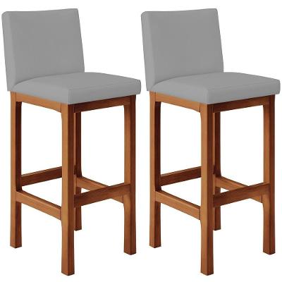 Kit 02 Banquetas Altas Alya Facto Cinza