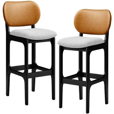Kit 2 Banquetas Alta Betta Preto Whisky Linho Cinza
