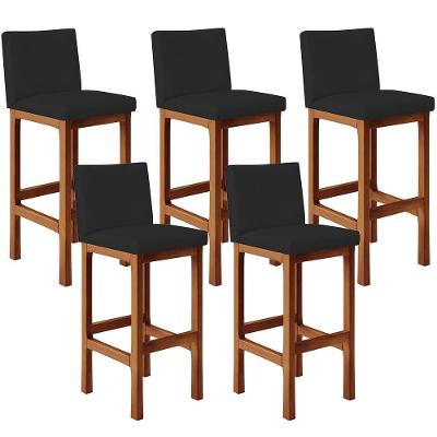 Kit 05 Banquetas Altas Alya Facto Preto