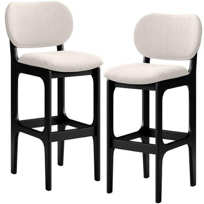 Kit 2 Banquetas Alta Betta Preto Linho Cru