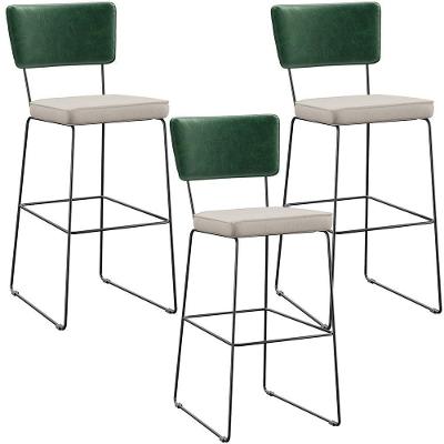 Kit 03 Banquetas Altas Facto Verde Musgo Linho Cru