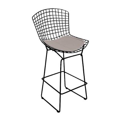 Banqueta Bertoia Preta D70 Assento Bege Cor Bege