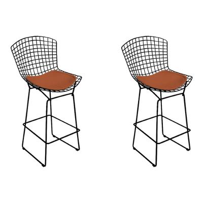 Kit 2 Banquetas Bistrô Bertoia Preta D60 Com Assento Cobre Cor Preto