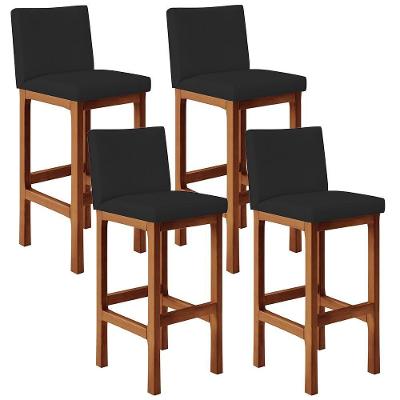 Kit 04 Banquetas Altas Alya Facto Preto