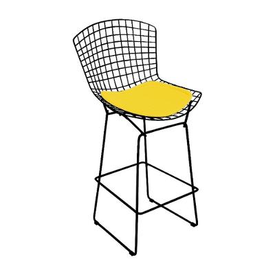Banqueta Bertoia Preta D70 Assento Amarelo Cor Amarelo