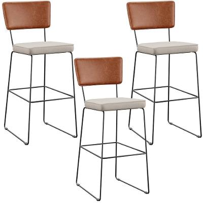 Kit 03 Banquetas Altas Cozinha Allana L02 Camel Linho Cru