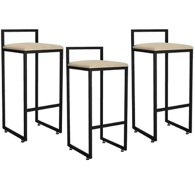 Kit 03 Banquetas Altas Hanna Preto Suede Bege
