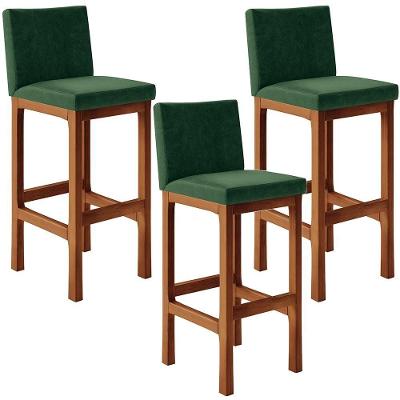Kit 03 Banquetas Altas Alya Facto Verde Musgo