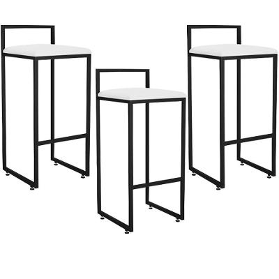 Kit 03 Banquetas Alta Cozinha Hanna L02 Preto Corano Branco