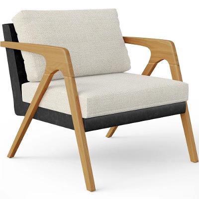 Poltrona Para Sala De Estar Pietra Preto Linho Champagne