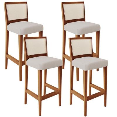Kit 04 Banquetas Alta Branco Linho Cru