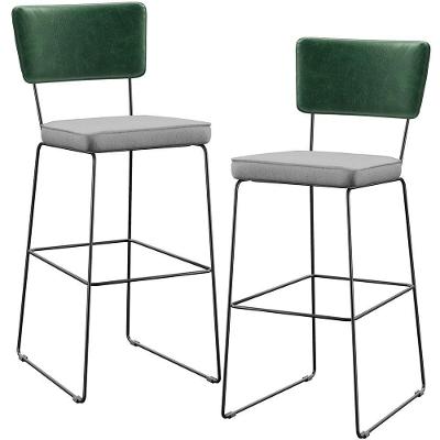 Kit 02 Banquetas Altas Facto Verde Musgo Linho Cinza